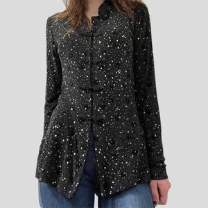 Vintage Grunge Goth Black Sparkle Blazer Size 8